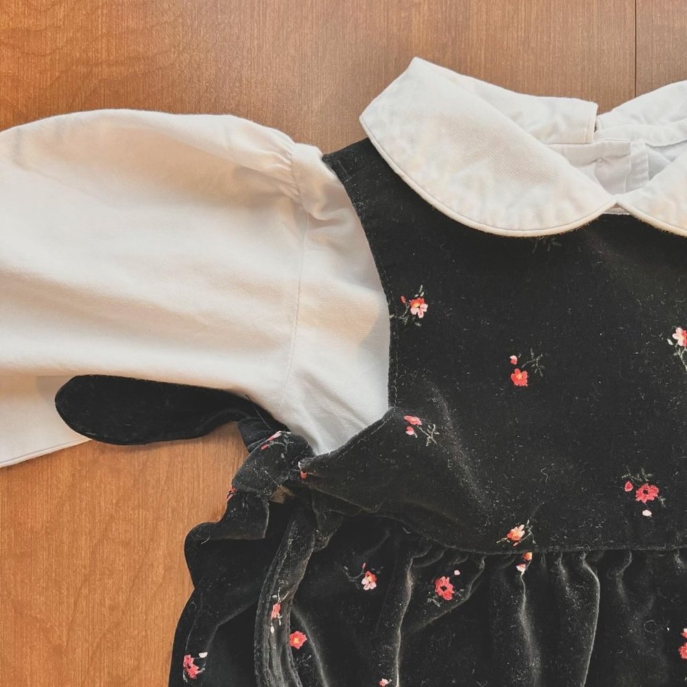 Old Navy Baby Black Floral Jumpsuit with Collar